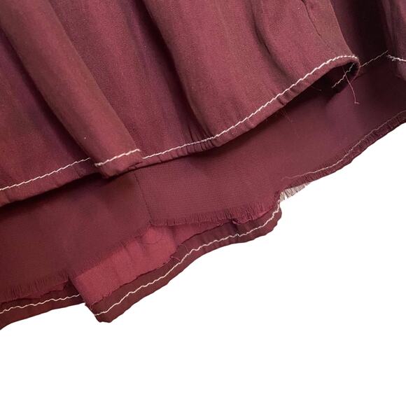 Anthropologie Maeve Burgundy Maroon Velvet Mini Dress Small Short Sleeve Casual - Picture 5 of 8